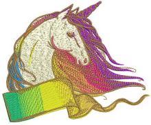 Rainbow unicorn embroidery design