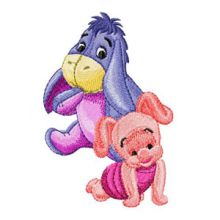 Baby Eeyore and Piglet together embroidery design