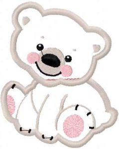 White bear applique embroidery design
