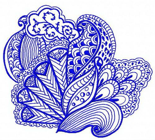 Blue decoration machine embroidery design