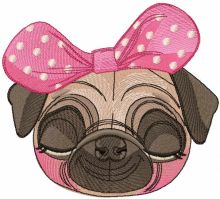 Pug dog girl embroidery design