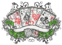 Cards and dices embroidery design