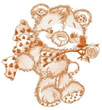 Old bear toy gift sketch embroidery design