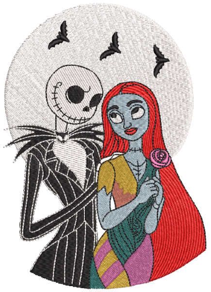 Sally and  jack first meet embroidery design
