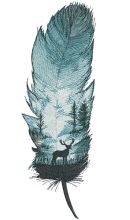Feather night forest embroidery design