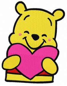 Pooh with Valentine card embroidery design