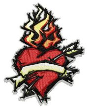 Burning heart embroidery design