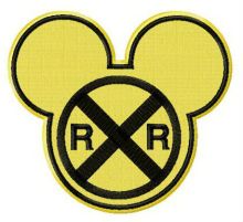 Mickey railroad crossing sign embroidery design