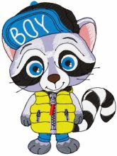 Boy raccoon embroidery design