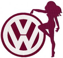 Volkswagen woman silhouette logo embroidery design