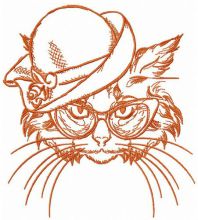 Aristocratic cat embroidery design