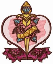 Love dagger embroidery design