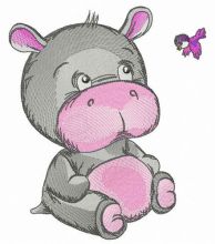 Kind baby hippo embroidery design