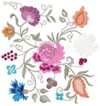 Flower composition embroidery design