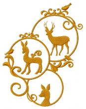 Christmas decoration with deer 4 embroidery design