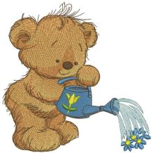 Teddy bear with watering can 7 embroidery design