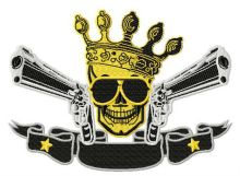 Skull, crown, guns 2 embroidery design
