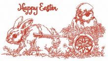 Easter bunny with cart embroidery design