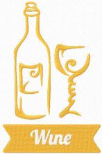 Wine symbol embroidery design