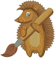 Hedgehog with brush embroidery design