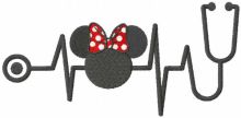 Minney Mouse stetoscope embroidery design