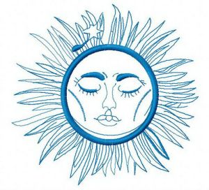 Sleeping sun embroidery design