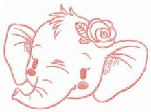 Shy elephant muzzle embroidery design