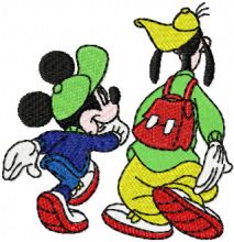 Mickey Mouse and Goofy embroidery design