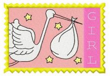 Postage stamp girl 5 embroidery design
