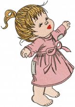 Happy baby girl without shoes embroidery design