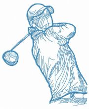 Golfer with club embroidery design