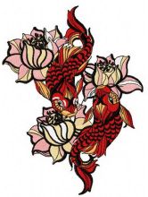 Water lilies and koi 3 embroidery design