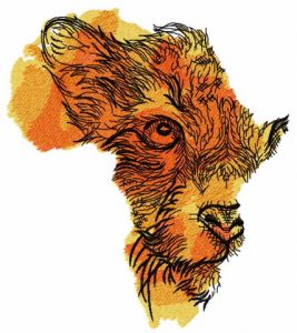Lioness African map embroidery design