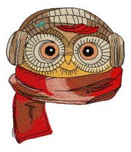 Owl the pilot 2 embroidery design