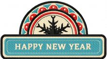 Happy New Year label embroidery design