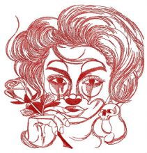 Crying lady sketch embroidery design