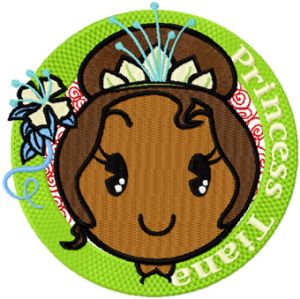 Princess Tiana Badge embroidery design