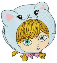 Girl in cat hat 5 embroidery design