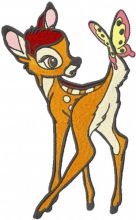 Bambi loving butterfly embroidery design