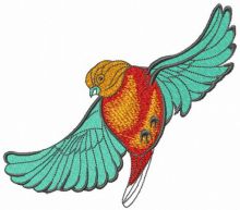 Bullfinch flying embroidery design