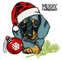 Christmas dachshund embroidery design