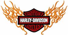 Harley Davidson flamed logo embroidery design