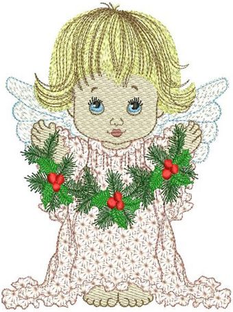 Christmas angel decor machine embroidery design
