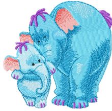 Heffalump and Mom embroidery design
