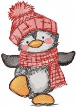 Penguin winter dancing embroidery design