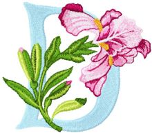 Iris Letter D embroidery design