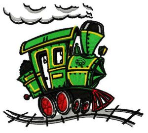 Steam locomotive embroidery design