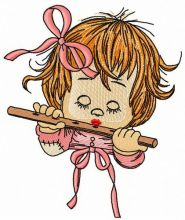 Girl with flute embroidery design