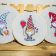 Three Christmas panels with embroidered gnomes