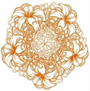 Orange lily doily embroidery design